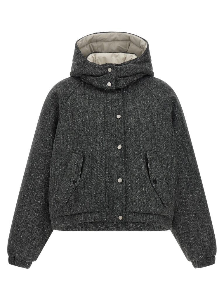 'Shiny Zipper Pull' down jacket