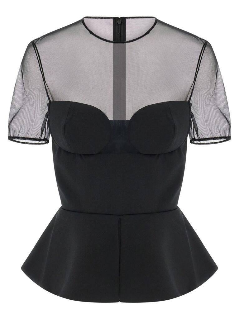 Tailored Bustier With Sheer Neckline' top