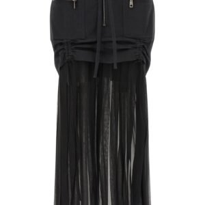 Twill and chiffon skirt
